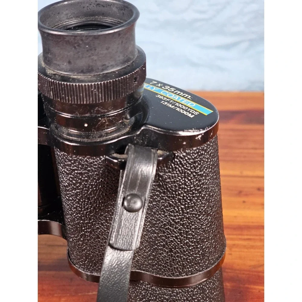 Vintage Tasco Zip 7x35 Binoculars with Case Fully Coated Optics